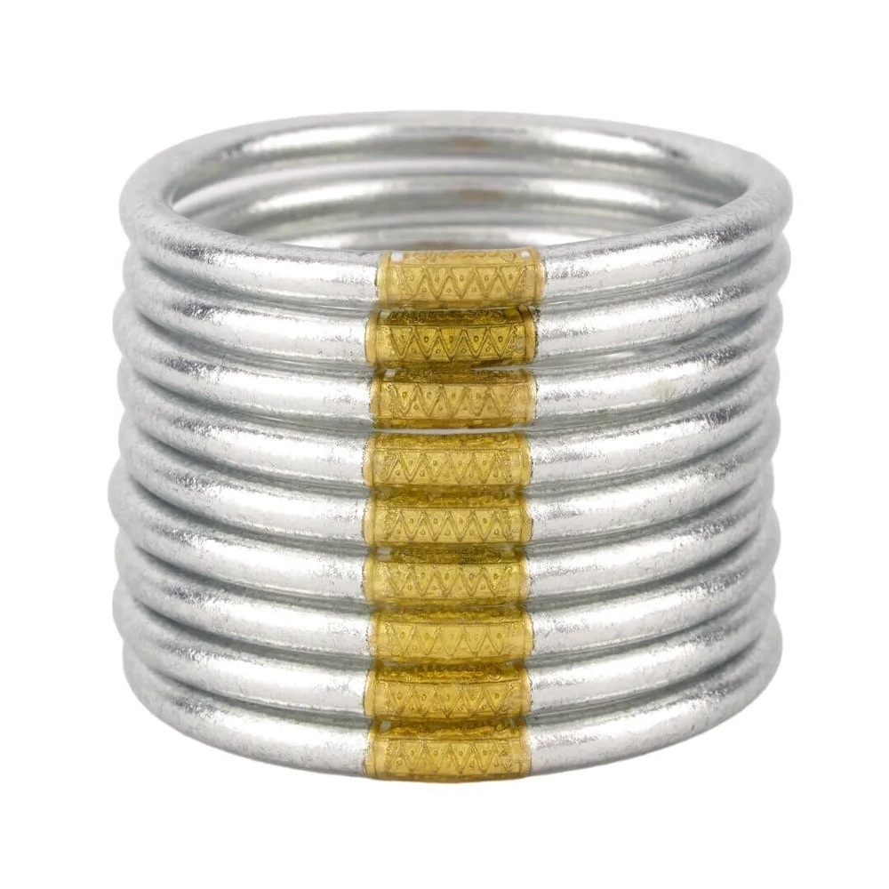 *NWOT* BuDhaGirl Silver All Weather Bangles - LARGE